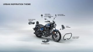 青いオートバイとアーバンカスタムパーツ