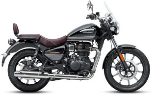 白い背景に黒いロイヤルエンフィールド メテオ350