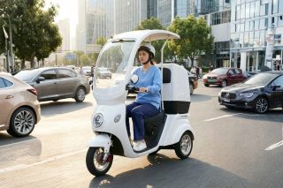 女性が運転するEVデリバリー