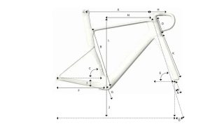 自転車のフレームジオメトリを示す技術図面