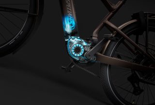 電動アシスト自転車の駆動部分をクローズアップ