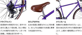 ルイガノの自転車のドライブトレイン、サドル、フレームを説明する画像