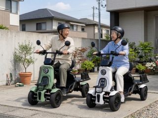 高齢者夫婦がブレイズ イーカーゴに乗車