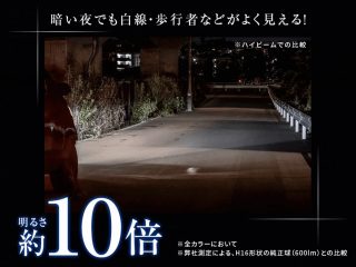 暗い夜でも白線・歩行者などがよく見える!