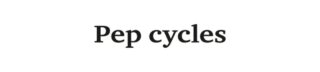 「Pep cycles」という英語のテキストが白背景に黒い太字で表示されています。自転車関連のブランド名やキャッチフレーズとして使用される可能性があります。