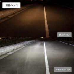 純正ハロゲンとLEDバルブの夜間照射比較