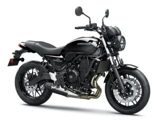 白い背景に黒いカワサキZ650RSのオートバイ