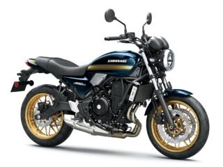 紺色とゴールドのストライプが特徴的なカワサキZ650RSのバイク